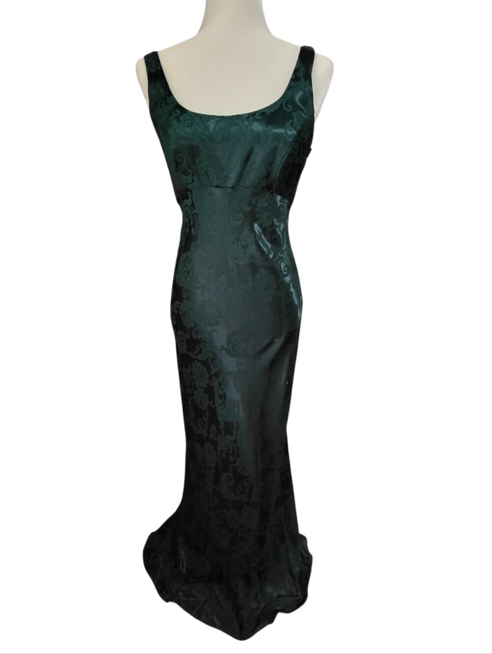 Vintage Y2K Zum Zum Dress Gown Jr Sz 9-10 Green Jacquard Formal HoCo Whimsigoth